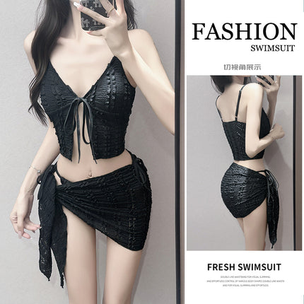 2025 New Swimsuit Women's Split Bikini Three-Piece Set Sexy Pure Desire Seaside Resort Hot Spring High-End Swimsuit