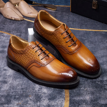 Elegant Men's Business Dress Shoes High Quality Natural Full Cow Leather Men Social Modern Office Pointed Toe Oxford Shoes