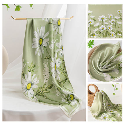 Mulberry Silk Small Square Scarf, Silk Scarf for Women, Autum Green Small Scarf, Korean Style Decoration, Versatile High-End Gift Giving