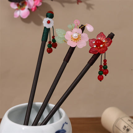 New Year Red Festive Chinese Style Hairpin Palace Style Tassel Walking Hair Hairpin Retro Hanfu Ancient Dress Cheongsam Hair Accessories Women