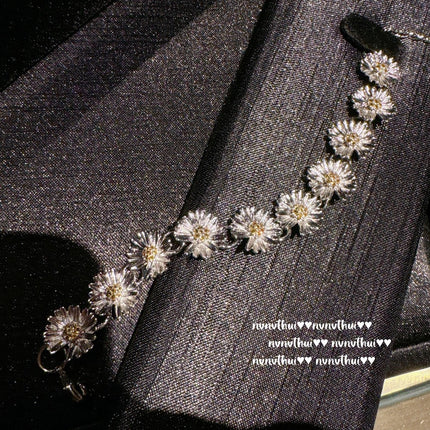 Italian Vintage Brushed Cross Gemstone Necklace Vintage Water Drop Zircon Tassel Neck Chain Overlapping