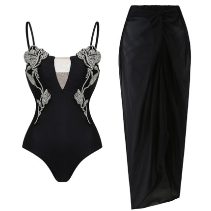 2024 Amazon AliExpress one-piece swimsuit rhinestone rose hot spring holiday royal sister wind swimsuit female 2531