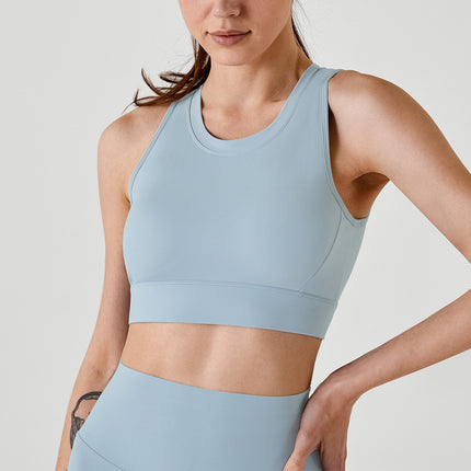 New Yoga Vest Half Fixed Cup Push-up Sports Underwear Easy to Wear and Release Shock Absorbing Fitness Beauty Back Hollow-out Bra for Women