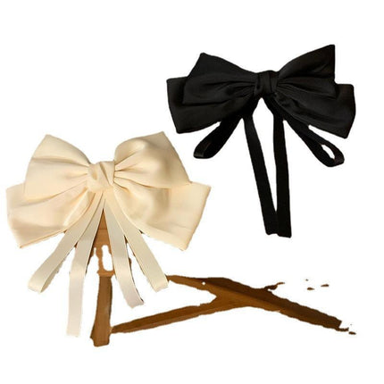 Summer big bow ribbon hairpin women's high-grade back head top clip spring clip hairpin clip hair accessories 17cm