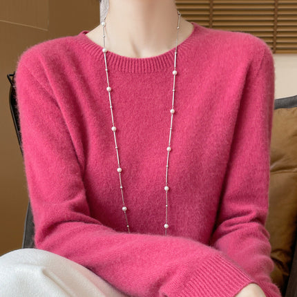 First-Line Ready-To-Wear 100% Pure Wool Round Neck Knitwear Women's New Autumn and Winter Seamless Knitwear Slimming Look Versatile Knitwear