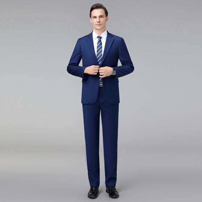 2024 Autumn and Winter Suit suit Men's Two-Piece Set Royal Blue Korean Fashion Youth Slim-Fit Wool Suit