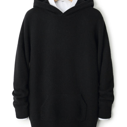 Winter Thickened Pure Wool Sweater Men's Hooded Pullover Sweater Loose Cashmere Sweatshirt Versatile Fashionable Knitted Hoodie