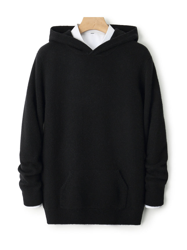 Winter Thickened Pure Wool Sweater Men's Hooded Pullover Sweater Loose Cashmere Sweatshirt Versatile Fashionable Knitted Hoodie