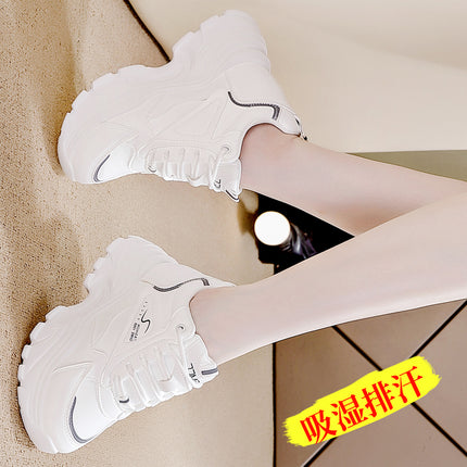 Women's Height-Increasing White Sneakers 2024 Autumn Fashion Casual Sports Dad Shoes