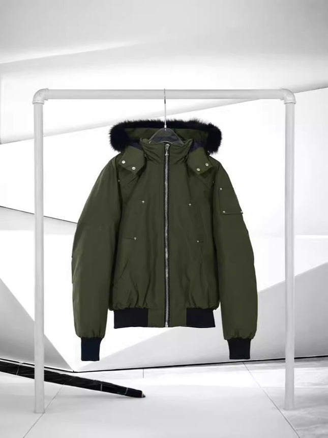 Palm Moose # 02 Scissors down Jacket Men Fox Fur Hooded Bomber down Jacke