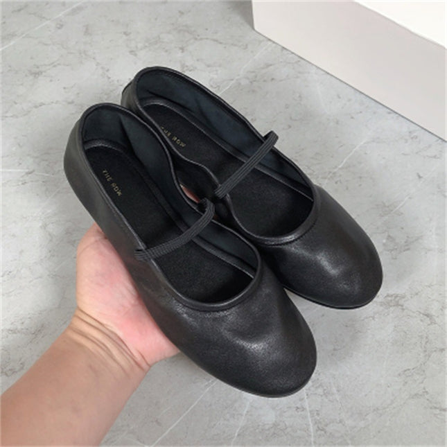 Niche The row Ballet Flats Comfortable Soft Leather Step-on French Milk Shoes Leather Shoes Women's Shoes