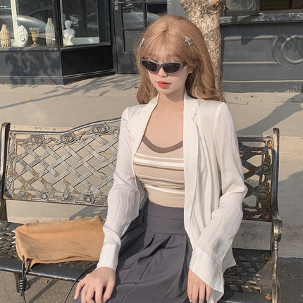 Spring and summer ins style new thread stripe bottoming camisole women's one-piece cup non-wearing text