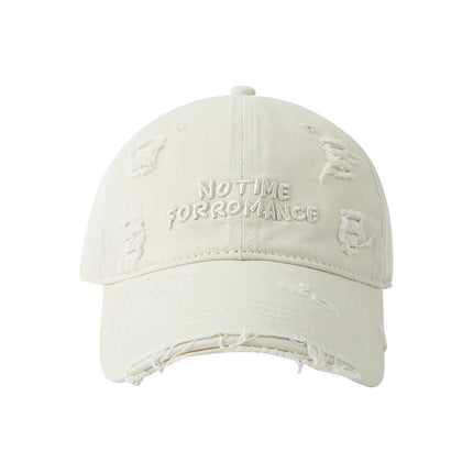 Korean-style Hole Embroidered Letter Baseball Cap Women's Summer Outdoor Sun Protection Showing Face Small Wide Brim Soft Top Sunshade Hat