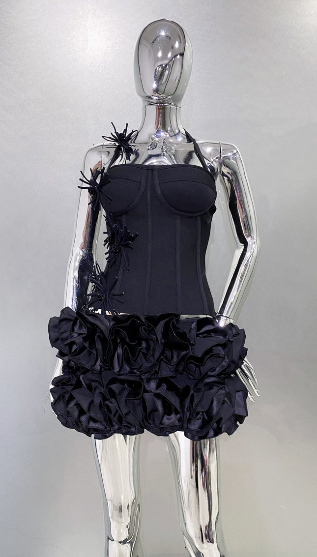 Amazon Aliexpress Popular Cross-Border Foreign Trade New Product Bandage Skirt Suit Vest Flower Two-Piece Party Dress