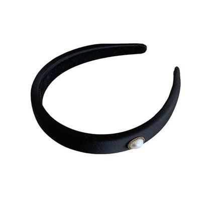 French Elegant Pearl Satin Hair Band Retro New Refined High-end Hepburn Style Elegant Simple Hair Stamp Hair Accessories