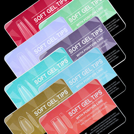 Cross-border grinding-free ultra-thin nail art half frosted seamless false finger nail patch soft gel tips 600p