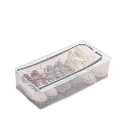 Household Transparent Foldable Shoe Storage Box Visible Installation-Free Bed Bottom Shoe Cabinet Thickened Steel Frame Storage Box