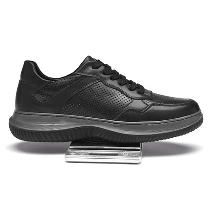 First-Layer Cowhide Men's Casual Leather Shoes, Comfortable Lace-Up Breathable Cross-Border Large Size Perforated Men's Shoes, Breathable Office Leather Shoes