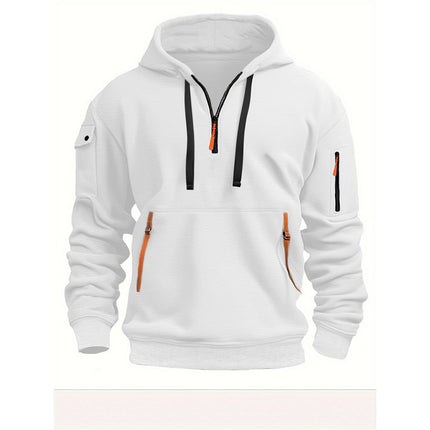 Men's Sweatshirt Casual Sports Hoodie Autumn and Winter Top with Arm Pocket Zipper Hoodie