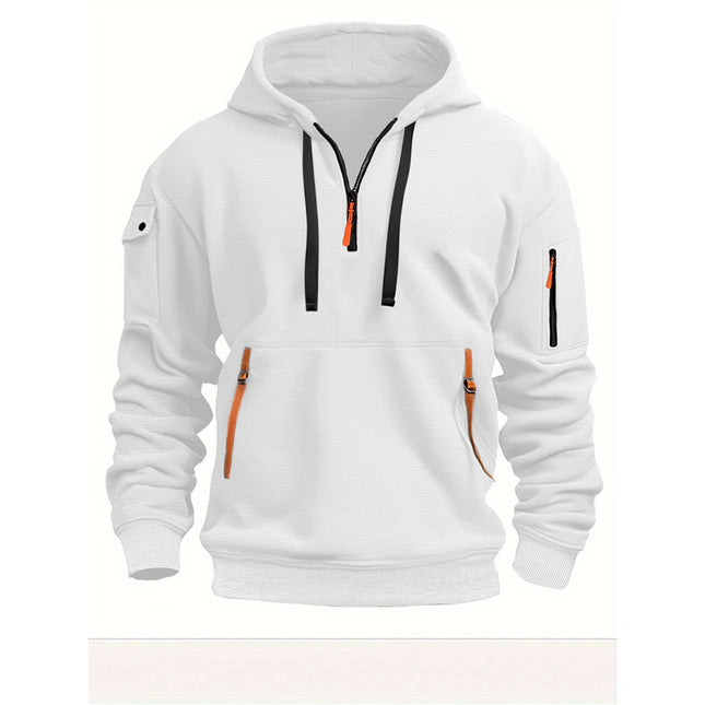 Men's Sweatshirt Casual Sports Hoodie Autumn and Winter Top with Arm Pocket Zipper Hoodie