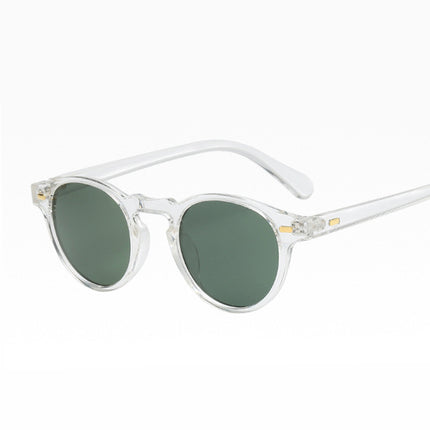 New Men's Retro Rice Nail Sunglasses Small Round Frame Leopard Color Trendy Sunglasses Cross-border Trendy All-match Glasses