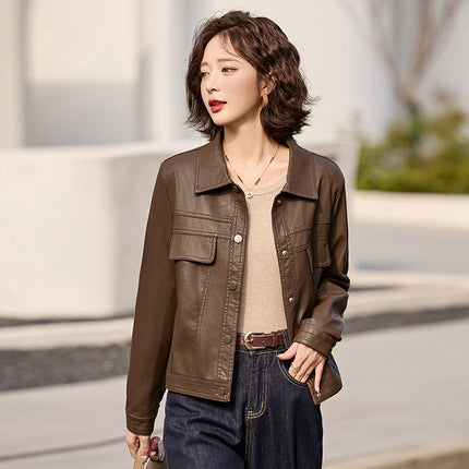 Haining Vegetable Tanned Sheepskin 2025 Spring and Autumn New Genuine Leather Clothing Women's Small Casual Jacket Coat Short Women
