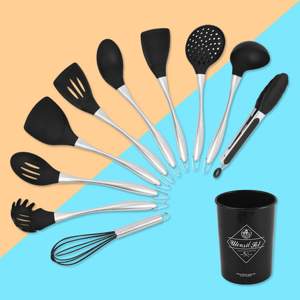 Food Grade Silicone 11 Pieces Kitchenware suit Stir-frying Shovel Non-stick Pan Silicone Colander Pot Stir-frying Spoon Soup Spoon