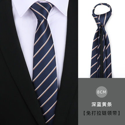 Dress Business Tie Men's and Women's Groom Wedding Black Zipper Korean Narrow No Lazy Striped Bow Tie Plaid