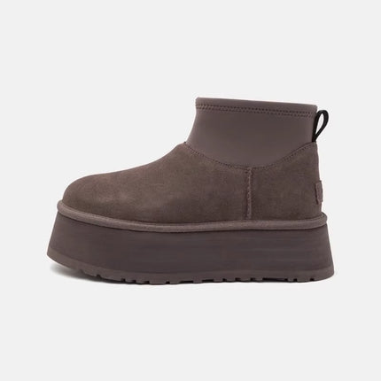 Celebrity Style 2025 Winter New Thick-Soled Height-Increasing Dipp Boots Mini Short Leather and Fur Integrated Snow Boots for Women