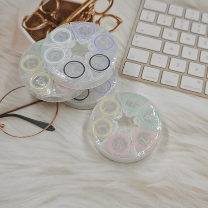 Round invisible color contact lens box three pairs of press double box beauty pupil box flip water box wholesale