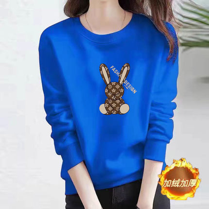 Heavy Chinese Cotton Sweater fleece-lined Thickened Autumn and Winter Printed Loose Couple's Top Long Sleeve Unisex Base Shirt