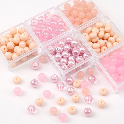 Glass Pink Transparent Solid Color Round Beads Crystal Beads Wheel Beads Slub Handmade Bracelet Bracelet Necklace Jewelry