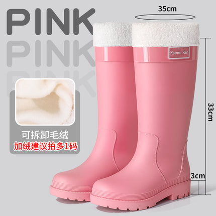 Black Fashionable Rain Boots High Thick-Soled Platform Non-Slip Rain Boots Outdoor Commuting Rainy Day Rubber Shoes Travel Brown Women's Waterproof Shoes