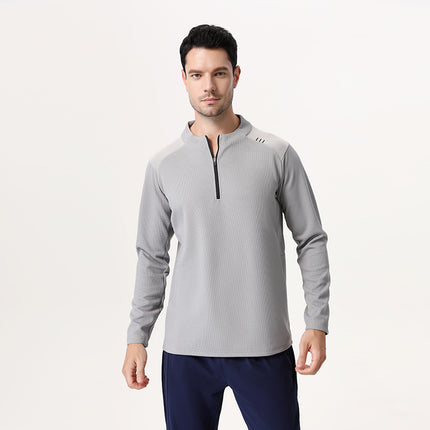 Lulu Men's Half Zipper Long-sleeved Shirt Sports Outdoor Quick-drying Clothes Running Fitness Trainer Clothes Riding Clothes Casual Sweater