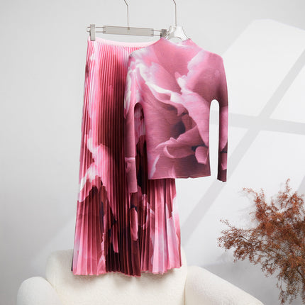 Fashion Suit Women's Skirt Outfit Complete Set of Pleated T-Shirt Tops and Skirts Casual Elegant Two-Piece Set