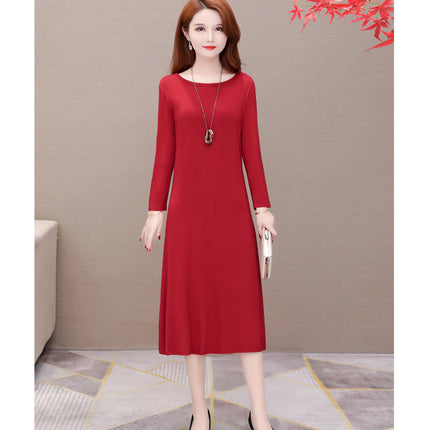 Autumn Modal Women's Dress Early Autumn Home Clothes with Chest Pad Outwear Long Dress Pajamas Over-the-Knee Long Sleeve Nightgown