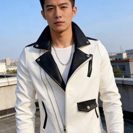 2025 New Handsome Leather Jacket Men's Spring and Autumn New Trendy Korean Leather Casual Baseball Uniform Motorcycle Jacket