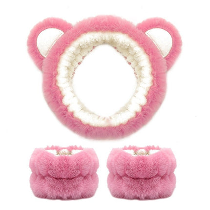 Amazon Plush Headband Wristband Set Face Washing Absorbent Headband Cartoon Cute Waterproof Hairband Wholesale