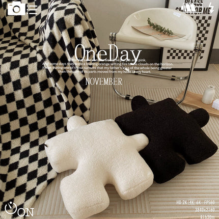 Nordic Style Black and White Puzzle Pillow Seat Cushion Home Sofa Cushion Tatami Foot Pad