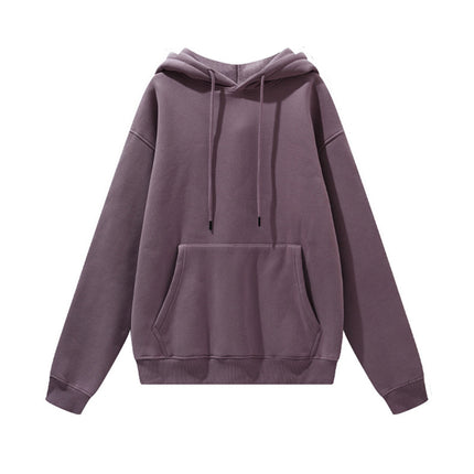 Men's Autumn and Winter 345g Pure Color Hoodie Thickeneded and Velvet Oversize Brushed Men's Hooded Sweatshirt Thickeneded and Warm