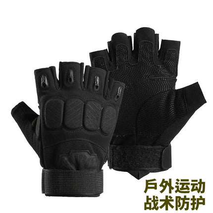 Gloves Outdoor Tactical Half-Finger Cycling Gloves Men's Mountaineering Fitness Training Iron Anti-Slip Electric Vehicle Black Hawk Gloves