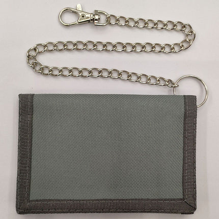 Folding anti-theft chain men's coin purse cross-border black three-fold small wallet zipper key chain card pocket