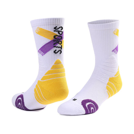 Summer Practical Professional Basketball Socks Towel Bottom Mid-tube Socks Badminton Socks Sweat Absorbing Running Training Sports Socks Men
