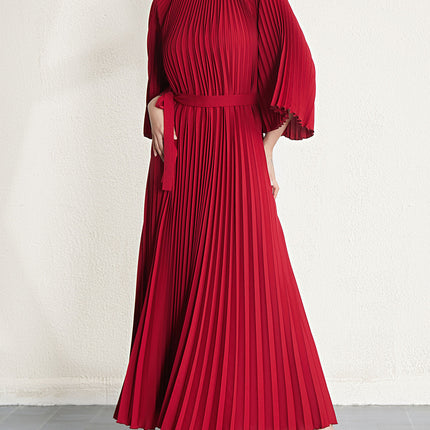 Plus-Size Women's Pleated Dress, Cross-Border Fashion, Elegant, Waist-Cinching, Slimming, High-End Long Dress, Pleated Skirt, Sweet and Fresh