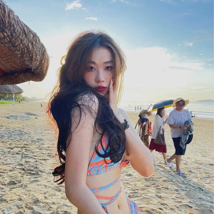 2025 New Swimsuit Slimming Split Sexy Halter Strap Two-Piece Beach Hot Girl Hot Spring Ins Style