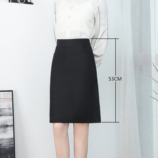 A-Line Skirt with Pockets, High-Waisted Pencil Skirt, Professional Commuting Black Stretchy Short Pencil Skirt, Slimming for Commuting