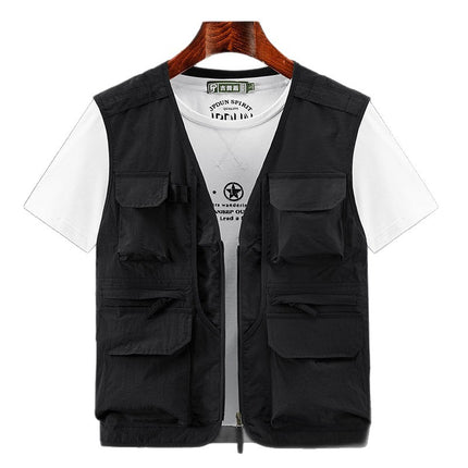 Spring and summer thin multi-pocket work vest men's outdoor photography fishing vest mesh breathable waistcoat quick-drying jacket