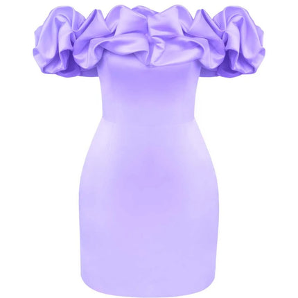 New Hot-Selling Ebay Aliexpress Pure Color Tube Top Floor Shoulder Fungus Dress