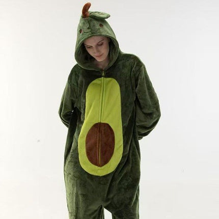 Spring, Autumn and Winter Adult Flannel Pajamas, Toilet Version, Men's and Women's Pajamas, One-Piece Cartoon Home Clothes, Can Be Worn Outside