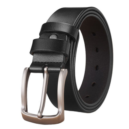 Men's Vintage Leather Belt with Pin Buckle, Foreign Trade Business Fashion Casual Japanese-Style Alloy Buckle Waist Belt, Factory Direct Delivery